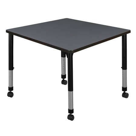 Regency Square Mobile Tables, 36 W, 36 L, 23-34 H, Wood, Metal, Grey TB3636GYAPCBK